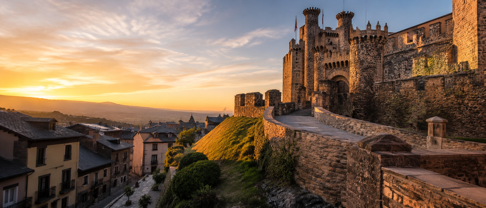 Castillo de los Templarios de Ponferrada al atardecer